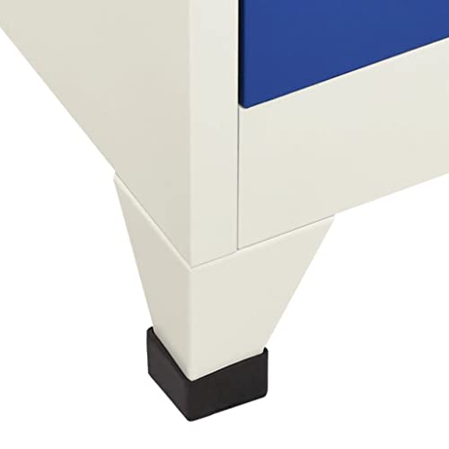 GOLINPEILO Metal Locker Cabinet with 18 Lockers, Gray and Blue 35.4"x15.7"x70.9" Steel