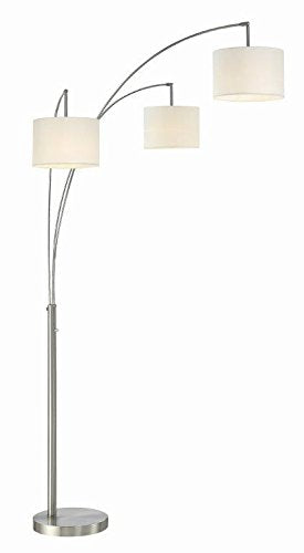 Artiva USA LED602108FSN Lumiere Modern LED 80-inch 3-Arched Brushed Steel Floor Lamp with Dimmer, 76, 71 inches high x 36 inches Wide x 36 inches Long