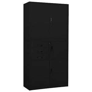 THOYTOUI Office Cabinet, Bookcase Storage Cabinet - Black Steel 35.4"x15.7"x70.9