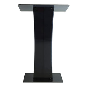 TBVECHI Clear Acrylic Podium Lectern Stand 23.6'' x 15.7'' x 43'' Curved Black - Easy Assembly