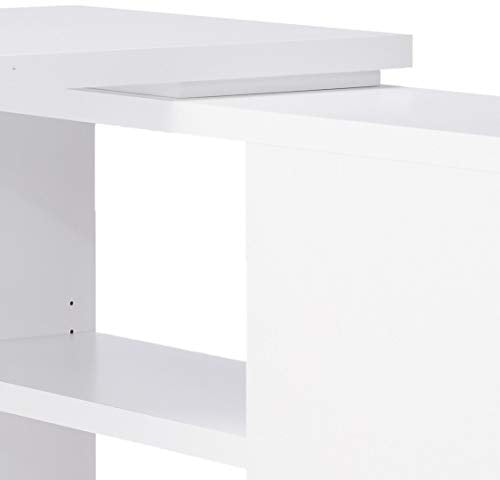 Monarch Specialties Computer L-Shaped-Left or Right Set Up-Contemporary Style Corner Desk with Open Shelves and Drawers, 48" L, White