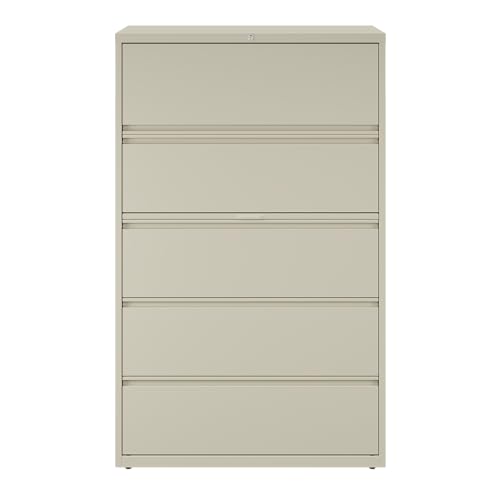 Hirsh Industries 42" 5-Drawer Metal Cabinet for Home/Office, Holds Letter/Legal/A4 Hanging Folders, Putty