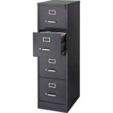 Lorell 4-Drawer Vertical File, 15 by 22 by 52, Black