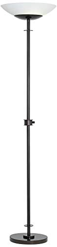 Light Blaster Modern Torchiere Floor Lamp Dark Bronze Frosted Glass Shade for Living Room Bedroom Office Uplight - Possini Euro Design