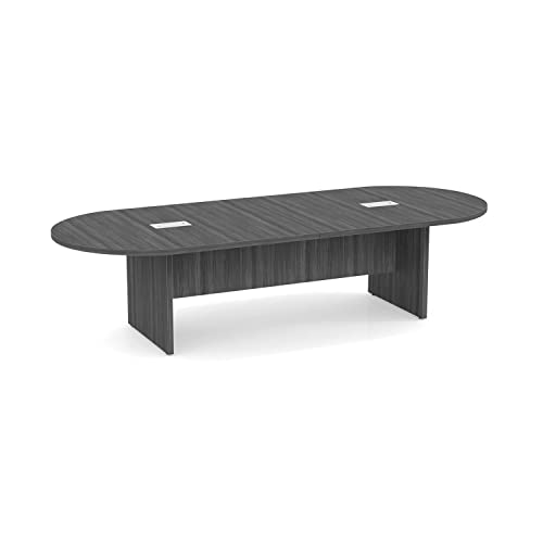 Generic Conference Room Table 10 FT Gray Oval Shaped Panel Legs Grommets Boardroom Meeting Desk