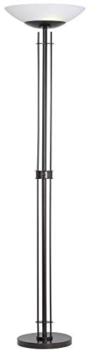 Light Blaster Modern Torchiere Floor Lamp Dark Bronze Frosted Glass Shade for Living Room Bedroom Office Uplight - Possini Euro Design
