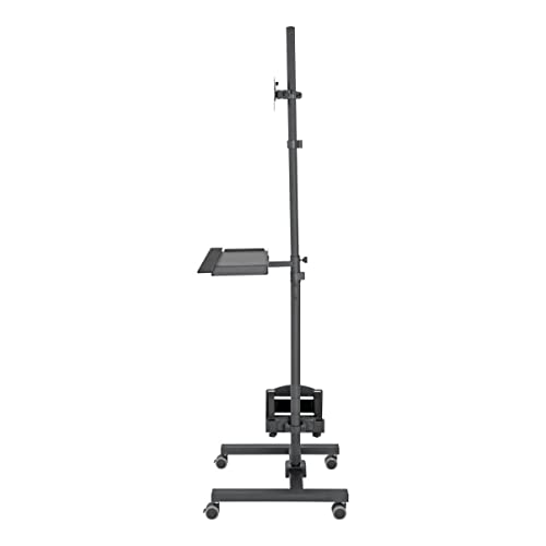 Tripp Lite Mobile Workstation with Monitor Mount for Displays 17” to 32”, Mobile Computer Stand with Monitor Mount/Keyboard Tray/Hand Rest, Black, 5 Year Warranty (DMCS1732S)