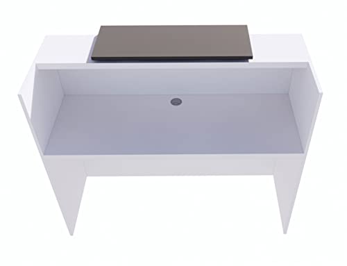 UGOS Modern Reception Desk 53" - Laminate Desktop, Multifunctional Transaction Counter - White & Anthracite Gray