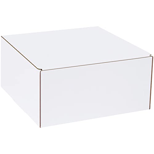 BOX USA Corrugated Cardboard Literature Mailers, 12 x 12 x 6 Inches, Tuck Top One-Piece, Die-Cut Shipping Boxes, Large White Mailing Boxes (Pack of 50)