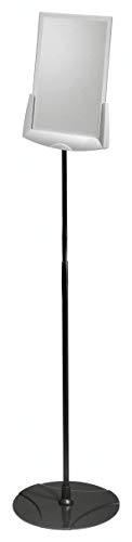 Durable Acrylic Floor Standing Sign, Letter-Size Inserts, Sturdy Aluminum Base, Extends from 40"" to 60"" Height, SHERPA Design (558957)", gray