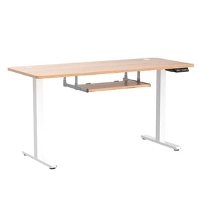 FEZIBO Electric Height Adjustable Standing Desk with Keyboard Tray, 63 × 24 Inches - Light Rustic