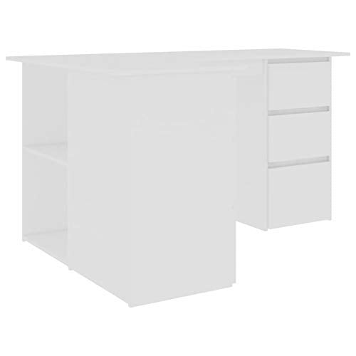 Tidyard L-Shaped Computer Desk Home Office PC Laptop Corner Workstation with 2 Open Storage Shelves and 6 Storage Drawers Gaming Table Furniture 57.1 x 39.4 x 29.9 Inches (W x D x H)