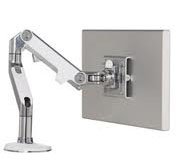 Humanscale M8 M8CS1S Adjustable Articulating Computer Monitor Arm - Two Piece Clamp On Mount with Base - Silver with Gray Trim