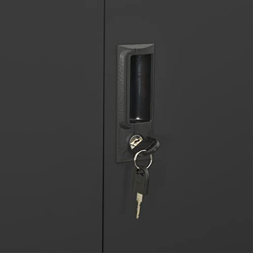 QZZCED Office Cabinet Lockable Doors Anthracite Steel 35.4"x15.7"x70.9