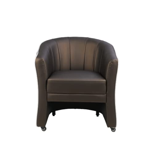 MAYAKOBA Isabella Guest Chair Set of 2 Luxury Soft Leather with Lockable Casters, Coffee