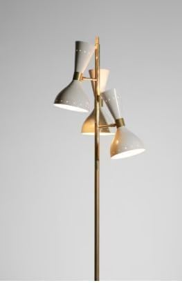 Generic Italian Marble Base Mid Century Brass Floor Lamp