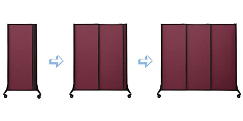 VERSARE QuickWall Sliding Portable Partition | 3 Panel Room Divider | Sound Absorbing | 7' Wide x 6'8" Tall | Marble Gray Panels