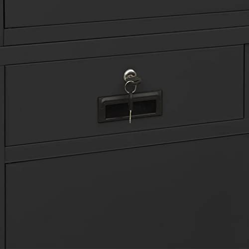 YPWRENH Office Cabinet Anthracite Steel & Glass 35.4"x15.7"x70.9