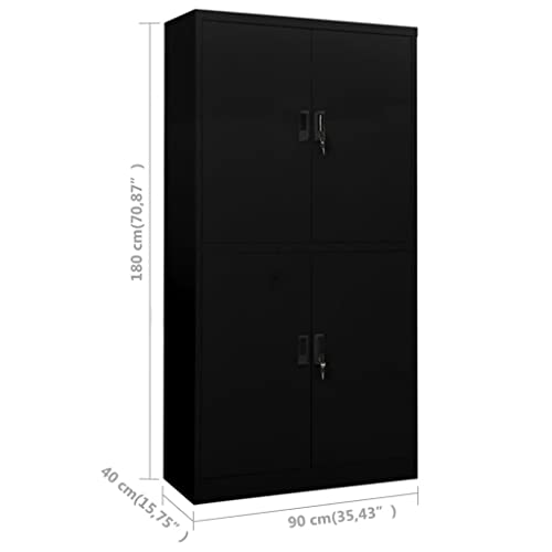 ZQQLVOO Tall Black Steel Utility Office Cabinet 35.4"x15.7"x70.9