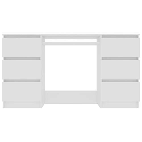 Unfade Memory Modern Writing Desk Computer Desks PC Laptop Study Table Chipboard Workstation for Home Office 55.1"x19.7"x30.3" (White)