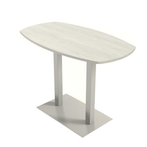 SKUTCHI DESIGNS INC. Harmony Series 3x5 Boat Shaped Standing Height Breakroom Table | White Cypress | 43" H x 34" W x 60" L