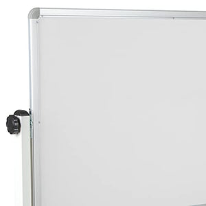 Flash Furniture HERCULES Series 53"W x 59"H Reversible Mobile Cork Bulletin Board and White Board with Pen Tray