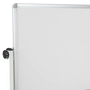 BizChair Reversible Mobile Cork Bulletin Board and White Board with Pen Tray, 62.5"W x 62.25"H