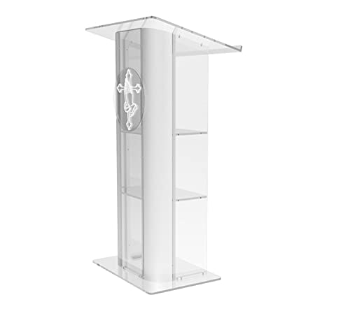 FixtureDisplays Clear Acrylic Plexiglass Lucite Podium with Pray Hand 14307+12152