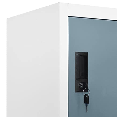 THOYTOUI Locker Cabinet, Steel Storage Unit - Light Gray/Dark Gray 35.4"x17.7"x70.9