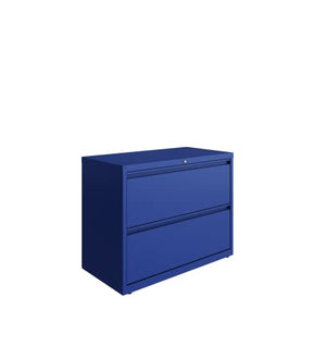 Hirsh Industries 2 Drawer Metal File Cabinet - 36" Wide Commercial Grade Lateral Filing Storage with Lock - Classic Blue (12 Cabinets)
