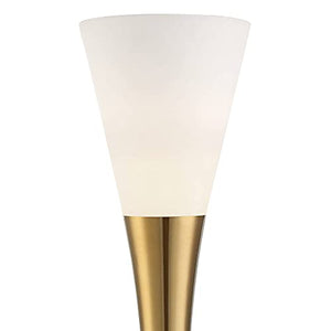 Possini Euro Design Piazza Mid Century Modern Torchiere Floor Lamp 72.5" - Black Antique Brass