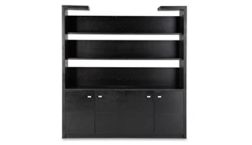 ZURI Madison Bookcase in Black Oak Finish with Storage