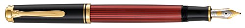 Pelikan Souverän M 600 928820 Piston Fill Fountain Pen with Dual-Tone Gold Nib 14 Carat / 585 Nib Width M/Black and Red Pen Body