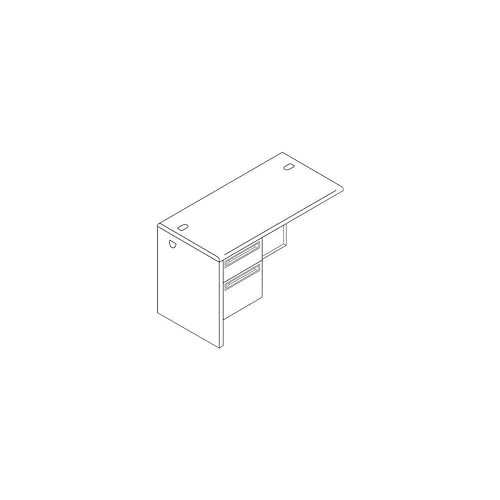 HON 38000 Series Left Flush Return, 48W X 24D X 29.5H, Mahogany/Charcoal