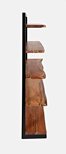 Jofran Inc. Acacia Hardwood Live Edge Bookcase, 5 Shelf, 35''Wx14''Dx71''H, Natural Finish