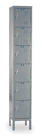 Hallowell U1228-6A-HG Hallowell Gray Steel Premium Box Locker, 1 Wide with 6 Opening, 6 Tier, 12" Width x 78" Height x 12" Depth, Assembled