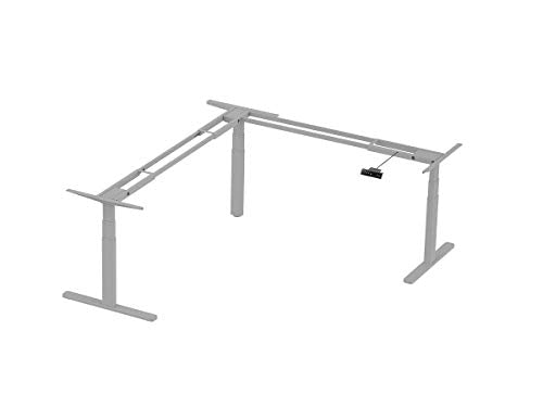 Monoprice 134829 Triple Motor Height Adjustable Sit-Stand Corner Desk Frame - Gray | 3 Leg Corner, L Shaped Table Base, Programmable Memory Settings