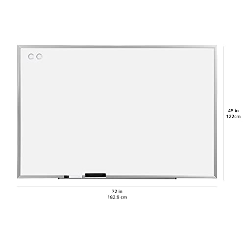 Amazon Basics Large Magnetic Dry Erase White Board, 6 x 4-Foot Whiteboard - Silver Aluminum frame