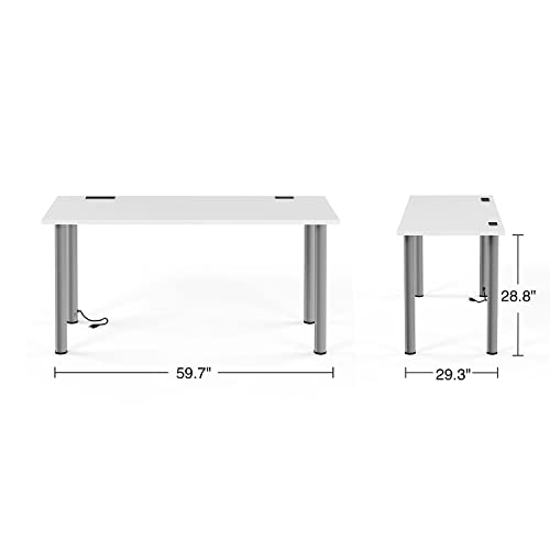 Essentials 60" Powered Writing Desk, White (Un56971)