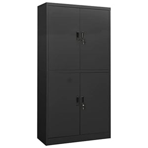 YITHOPI Metal Storage Sideboard Cabinet with Doors and Shelves - Anthracite Steel 35.4"x15.7"x70.9