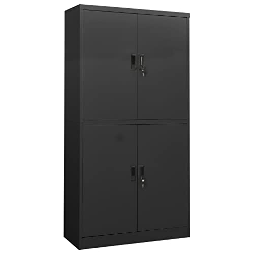 HLELU Steel Office Storage Cabinet 35.4 x 15.7 x 70.9 inches - Lockable, Durable, Anthracite Color