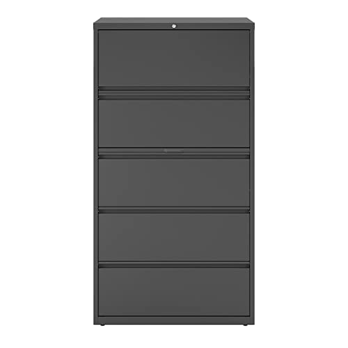 Lorell Fortress Lateral File Cabinet, 36x18-5/8x67-11/16", Charcoal