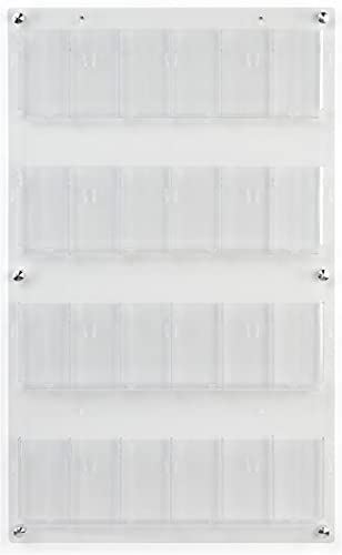 Displays2go Acrylic Wall-Mount Brochure Rack, 4-Tiered, 12-24 Adjustable Pockets - Clear