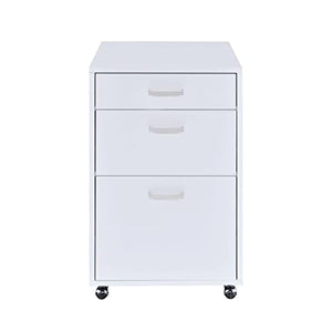 Generic 3 Drawers White High Gloss File Cabinet