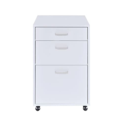 Generic 3 Drawers White High Gloss File Cabinet