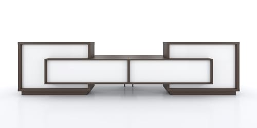 KANSOLE FORO Double Reception Desk, ADA Compliance - White & Chestnut