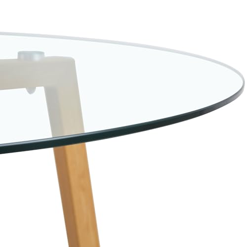 Pidock Round Dining Table and Chairs Set for 4 - 42" Tempered Glass Tabletop - Wood White
