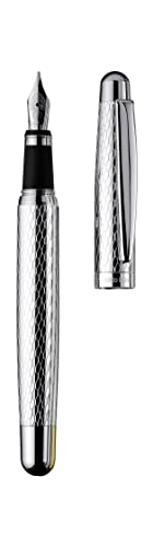 Otto Hutt Fountain Pen Honeycomb Shaft and Cap Sleeve Made of 925 Sterling Silver Nib EF