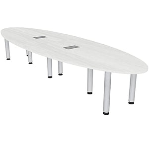 SKUTCHI DESIGNS INC. Oval Conference Table 10 Person Electric Data Silver Legs 12x4 White Cypress