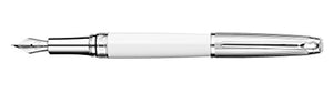 Caran d'Ache Leman Fountain Pen, White Lacquer with Silver-Plating, Nib M (4799.001)